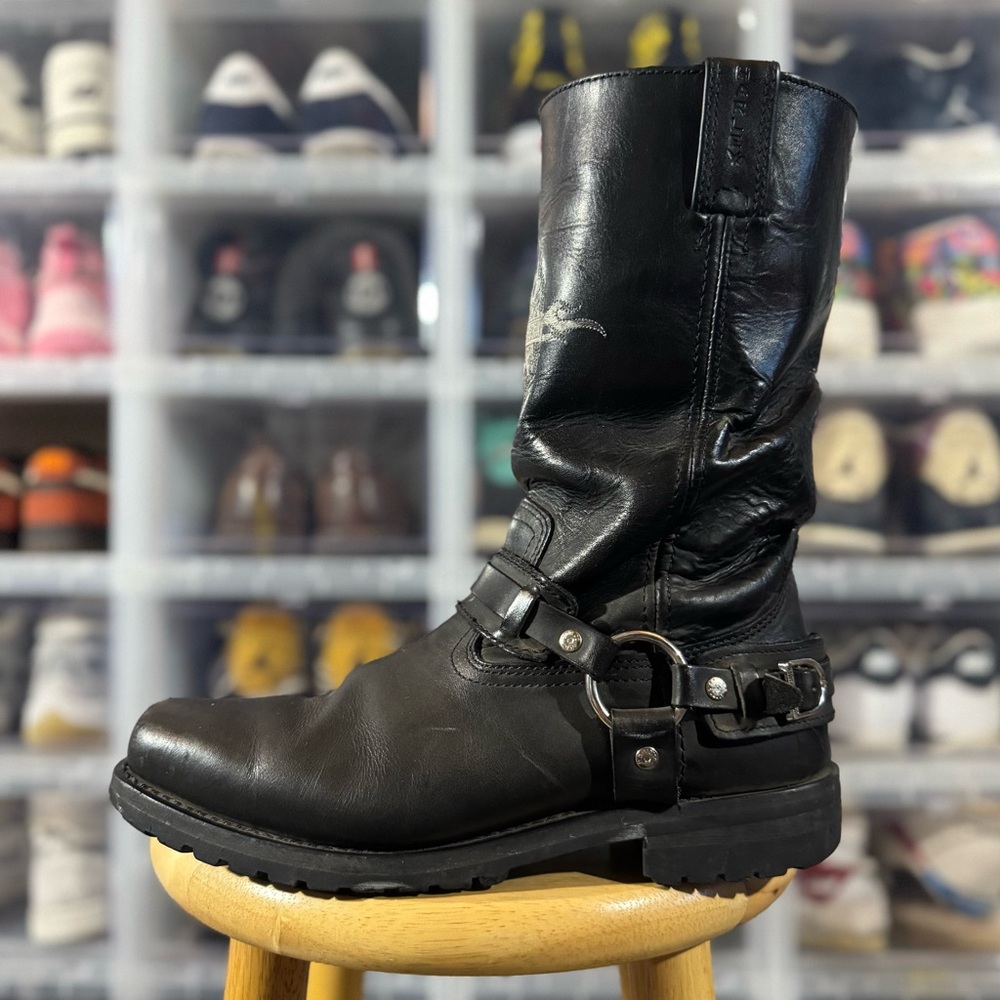 Harley-Davidson Men’s Leather Black Flame Combat Boots - Picture 3 of 6